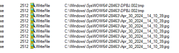 Screenshot showing keylogger files being written to disk